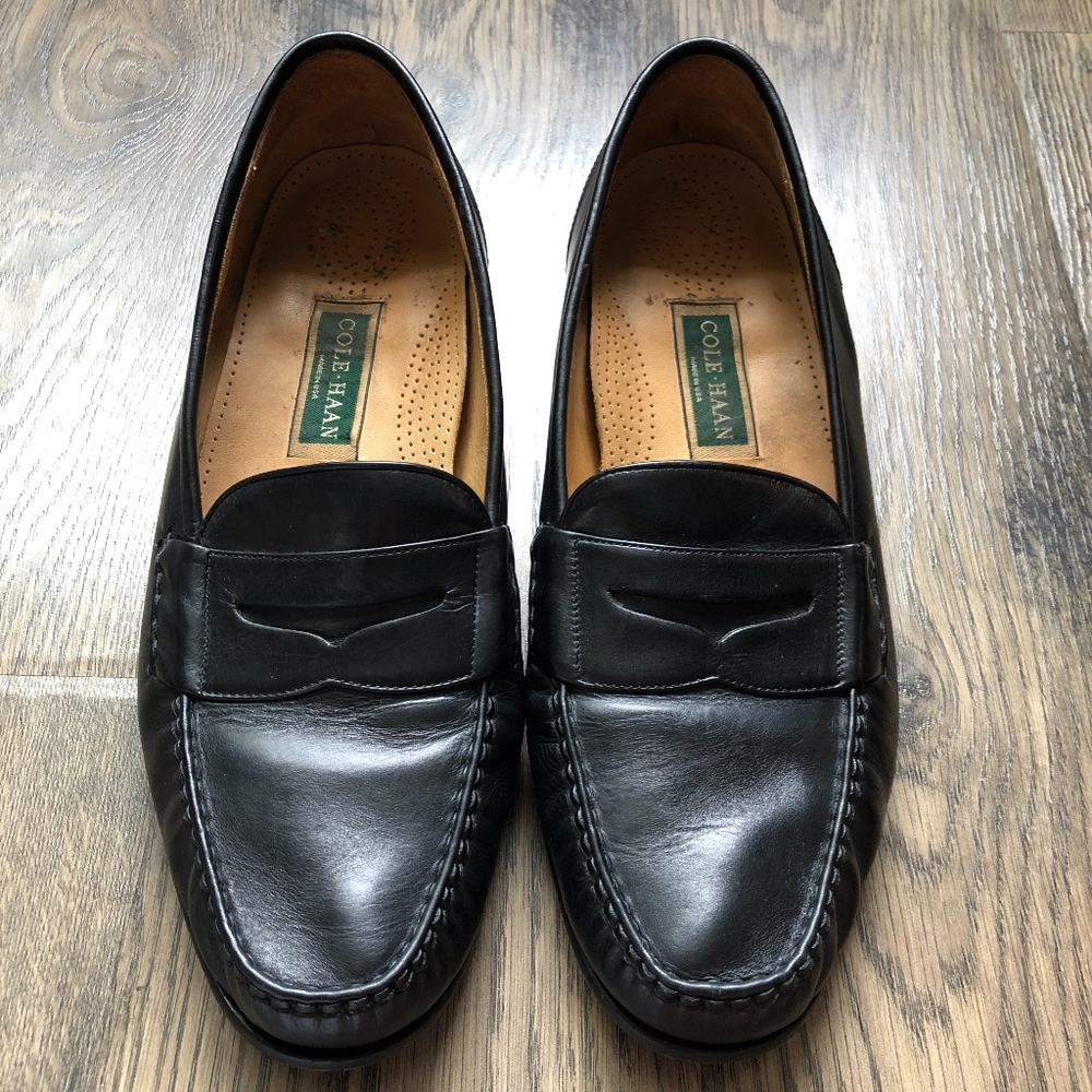 Cole Haan | Mens Black Leather Penny Loafers
